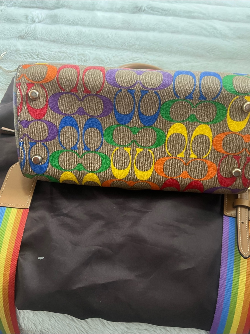 Coach Rainbow Logo Leather Rowan Purse - Picture 2 of 10